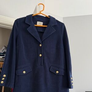 Tuckernuck Navy Blue Coat Dress with Gold buttons size XS